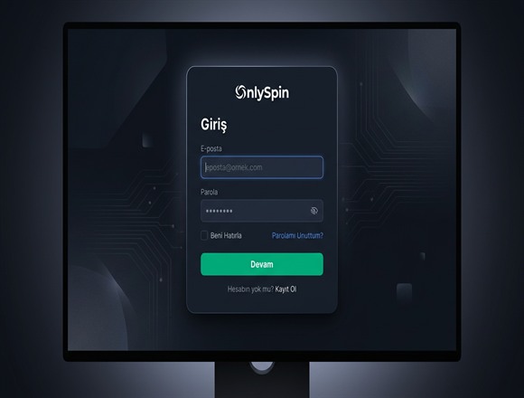 OnlySpin Platform Giriş Ekranı
